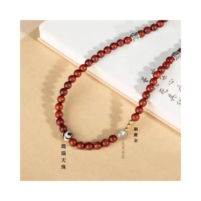 【開運堂】現貨 6mm紫檀木+天然灰月光多圈復古手串新中式國潮綠檀串珠手鍊天珠灰月光手飾