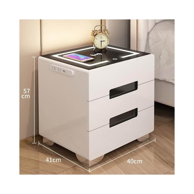 智能床頭櫃簡約現代多功能帶燈無線充電指紋鎖藍牙音響臥室床婕琦