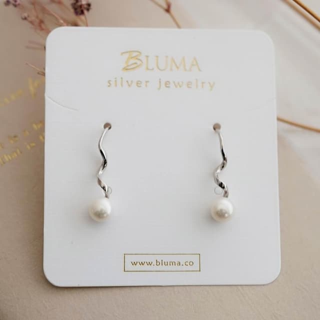 【BLUMA】淡水珍珠耳環 給愛麗絲的珍珠純銀耳環 優雅垂墜耳勾 925純銀飾品 女生禮物