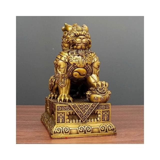 全銅麒麟擺件公母一對家居辦公室聚財納福吉祥物喬遷開業禮品大號