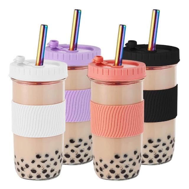 防滑隔熱飲料杯 700ml-含吸管 (環保杯/珍奶杯/玻璃杯/隨行杯/手搖杯/梅森罐/梅森杯)