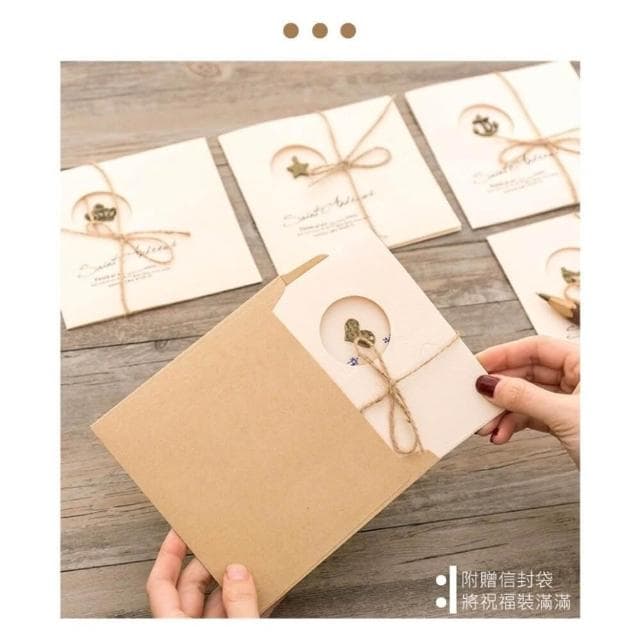 【2square shop 貳次方】復古風金屬銅飾牛皮紙卡片 卡片 禮物 生日 生日禮物 文具 復古
