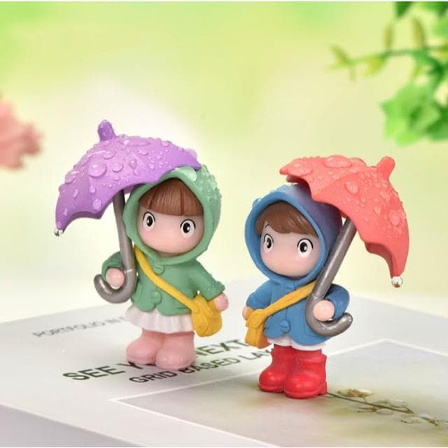 沐晨植物園｜微景觀 撐傘女孩 雨衣女孩 多肉 園藝造景 盆栽裝飾 擺件 公仔