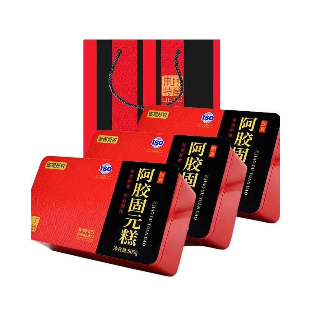 紅茶 茶葉 山東正品阿膠糕500g女士卽食阿膠固元膏手工純禮鐵盒禮盒裝禮品