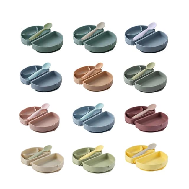 【Miniware】輕鬆外出組(合掌包矽膠盒+湯匙)-12色可選 輕巧便攜/寶寶餐具/強力吸盤設計(寶寶共和國)