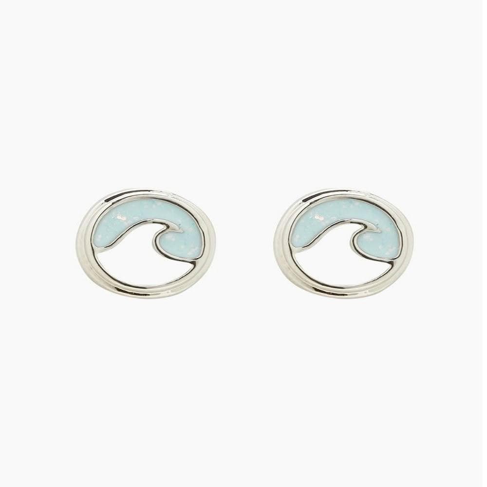 【Pura Vida】美國手工 OPAL ENAMEL 蛋白石琺瑯銀色波浪耳環