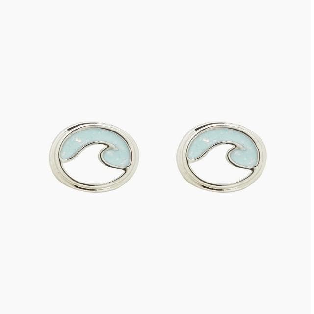 【Pura Vida】美國手工 OPAL ENAMEL 蛋白石琺瑯銀色波浪耳環
