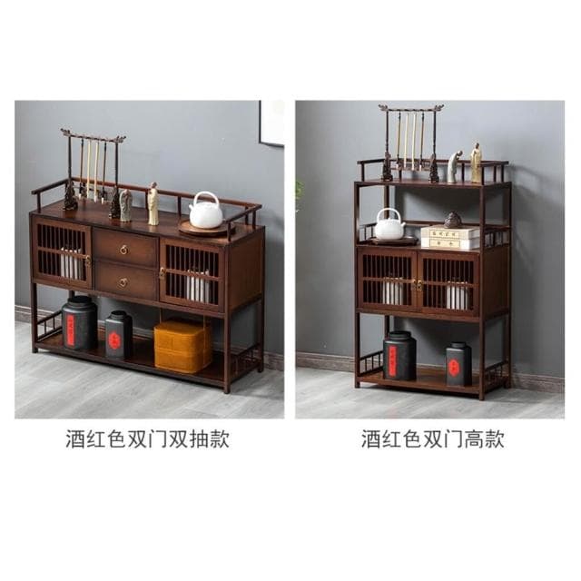 日式餐邊柜茶臺桌小邊櫃茶水櫃置物架現代簡約茶具收納架博古架子