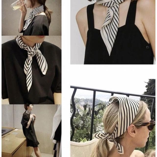 🎗飾間首飾鋪 好質感新款復古防曬小絲巾頭飾配飾職業百搭小方巾頭巾女裝飾領巾髮帶髮飾