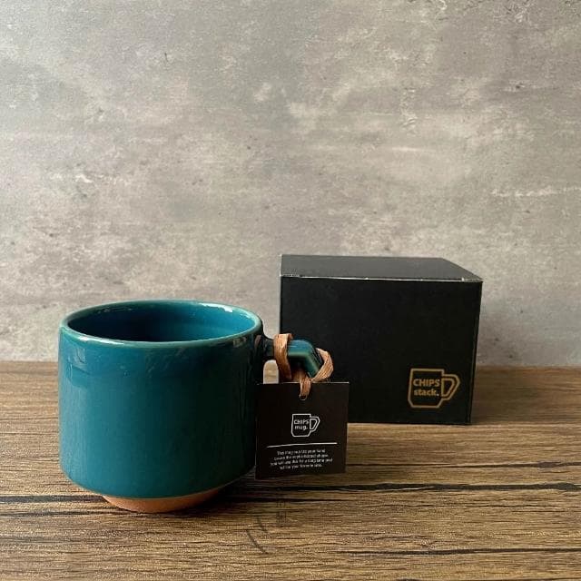 ［拾憩］日本 CHIPS Mug 馬克杯-藍綠色 280/380ml 美濃燒 水杯 咖啡杯 茶杯 杯子 生日禮物 入厝