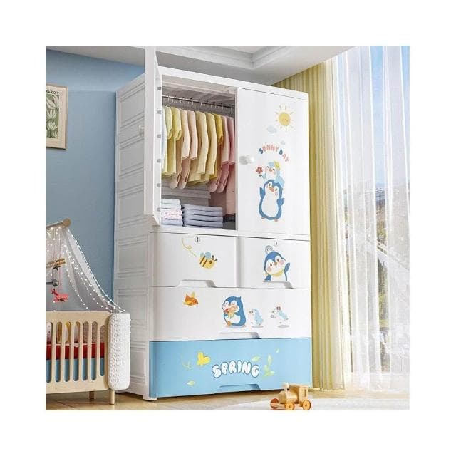 兒童衣櫃 家用臥室塑料儲物櫃 雙開門 寶寶嬰兒衣服收納櫃 衣櫥 櫃子 櫥櫃 