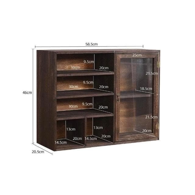 實木防塵玻璃桌麵收納盒茶壺化妝品文具置物架茶具收納櫃