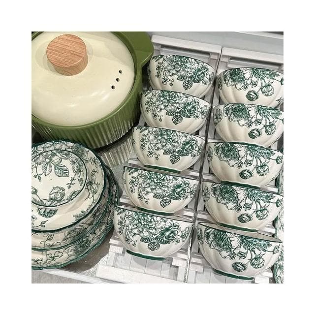 免運 碗碟套裝家用新款復古陶瓷餐具高顏值碗盤碗筷喬遷新居禮物