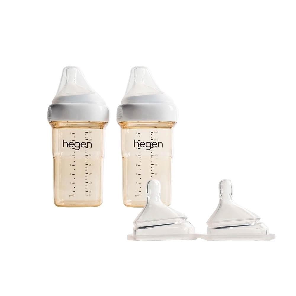 【hegen】奶瓶奶嘴組 1-3個月適用 (240ml雙入+慢速奶嘴)