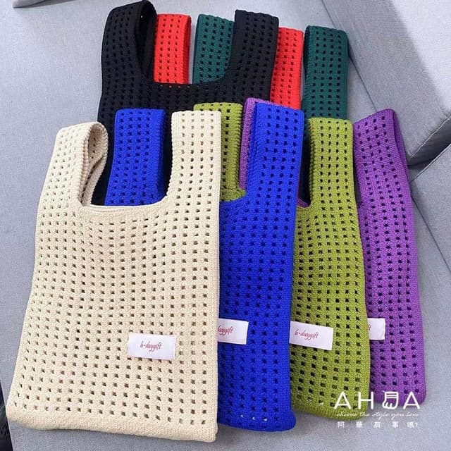【AHUA 阿華有事嗎】AHUA阿華有事嗎 韓系包包 縷空毛線小標針織手提包 B0099 韓妞必備包 百搭配件 包包 袋子 手袋 肩包 日系