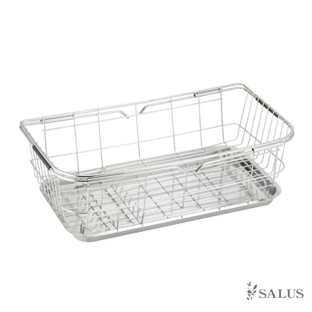 日本 SALUS 滑動式不鏽鋼碗盤瀝水籃組 (碗碟收納架/廚房瀝水籃/碗盤瀝水架/水槽濾水架/碗盤架)
