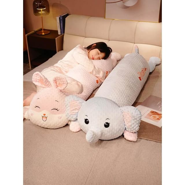 A类豆豆绒大象猪猪长条枕毛绒玩具睡觉专用枕陪睡玩偶情人节礼物