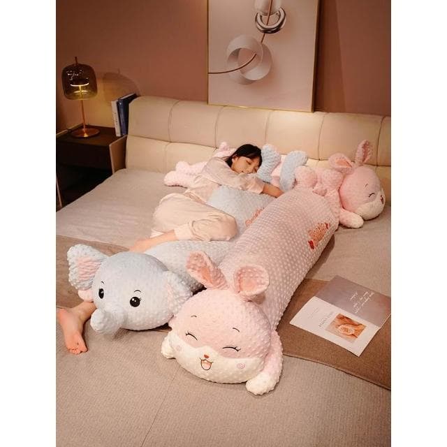 A类豆豆绒大象猪猪长条枕毛绒玩具睡觉专用枕陪睡玩偶情人节礼物