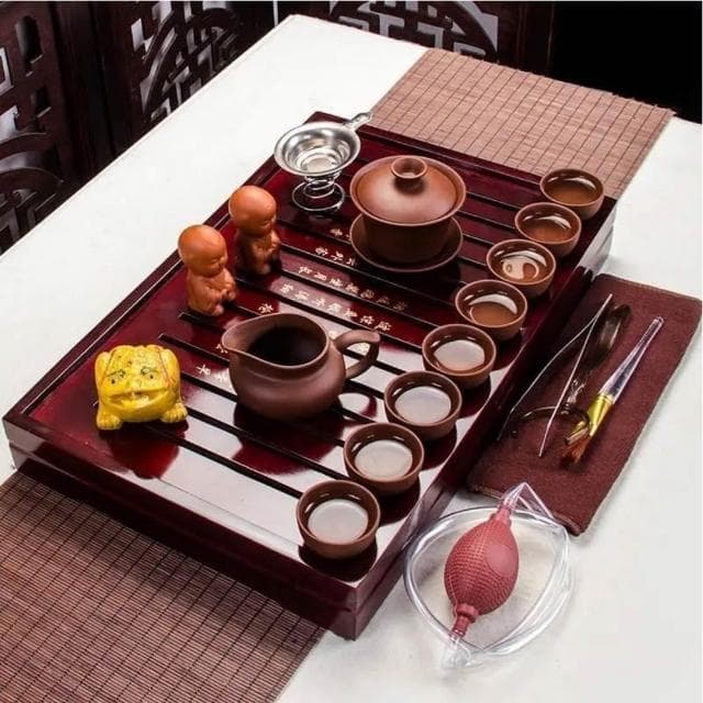 功夫茶具套裝 家用簡約泡茶整套 紫砂茶壺茶杯小茶臺小茶盤茶道客廳