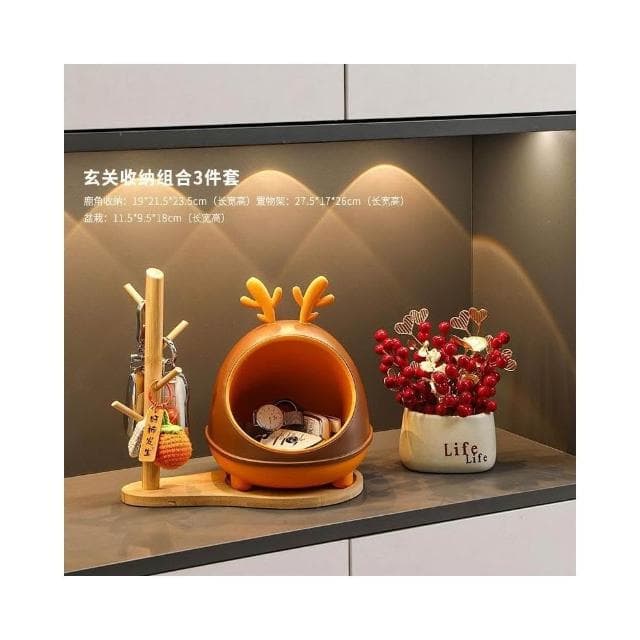 熱銷小鹿玄關鑰匙收納盒擺件入戶門口鞋櫃客廳家居裝飾品喬遷新居禮物