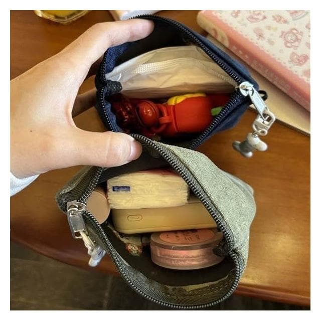 零錢包 仿麂皮 絨布 臘腸狗 刺繡 小錢包 小包包 隨身包 收納包 拉鍊包 口紅包 月事包 耳機包