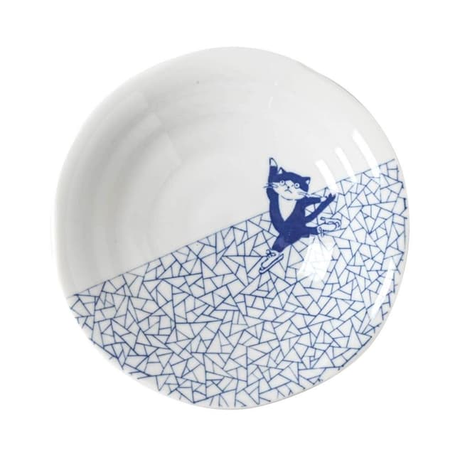 【美濃燒】SHICHITA 貓咪系列陶瓷淺碗 16.5cm (冰裂紋;小碗/飯碗)