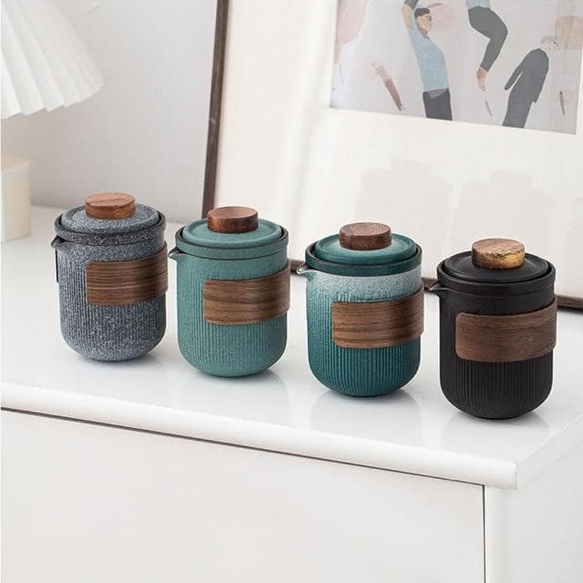 磨砂感旅行茶具組 攜帶式茶具 快客杯組 便攜式旅行茶具 戶外泡茶具 隨身茶具 功夫茶具 露營茶具茶壺 便攜茶具茶具組