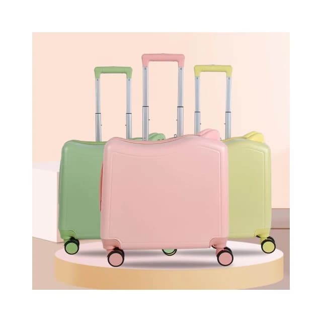 新款20寸可坐騎行兒童行李箱 可愛貓耳朵拉杆箱 密碼鎖萬向輪旅行箱