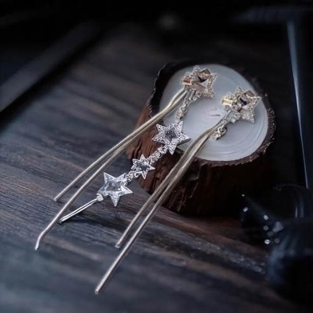 {遇見臻品}BG372流蘇星星耳環東大門流行耳飾五角星耳環韓版個性耳環流蘇耳墜氣質百搭耳飾時尚氣質耳環日韓流行時尚耳環