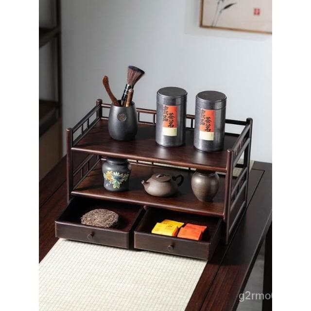 茶具置物架茶杯茶壺架子桌麵小博古架竹製茶葉架茶棚都承盤中式茶杯收納架 晾杯架 杯子置物架 水杯託 JBKB
