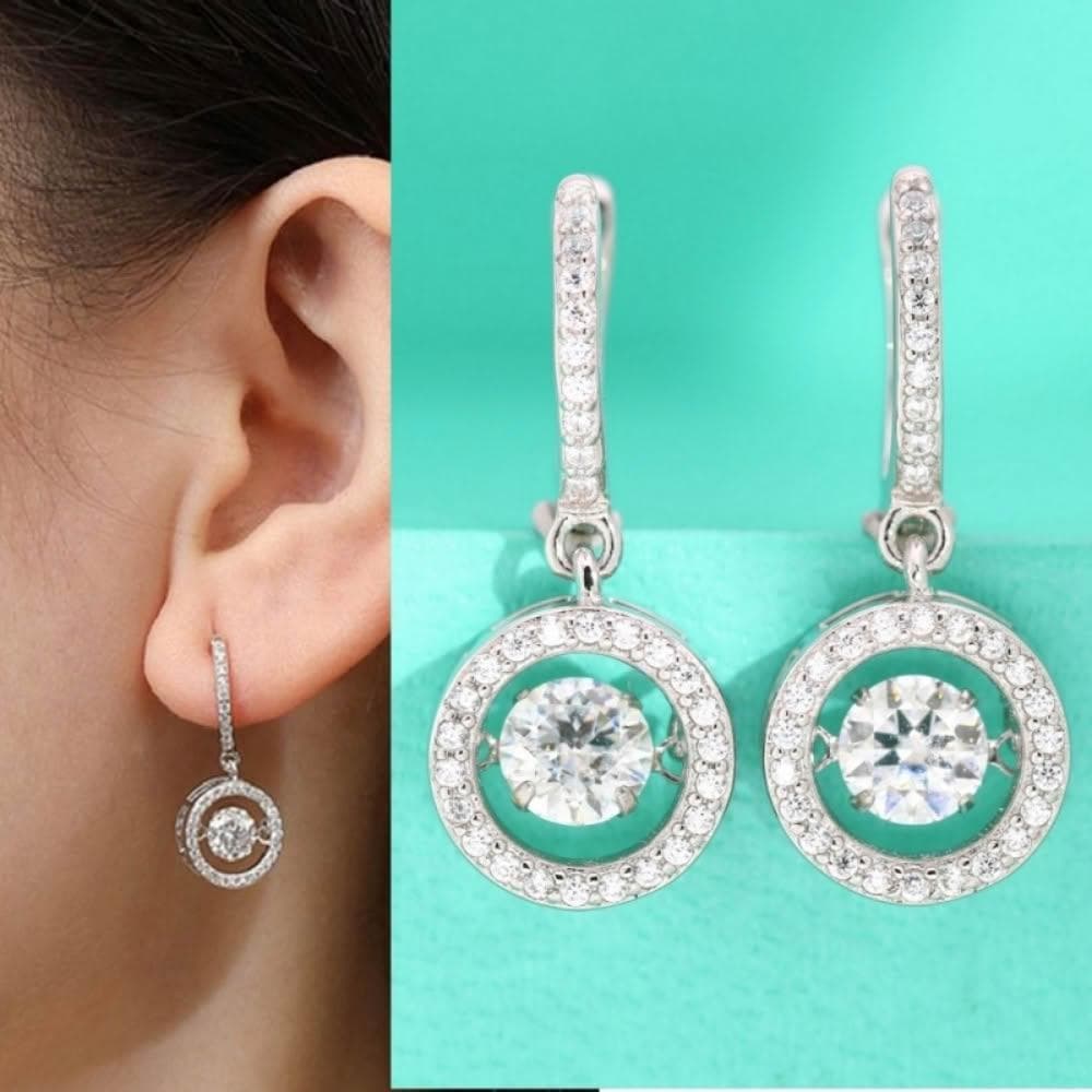 【米蘭精品】現貨+預購 頂級莫桑鑽石耳環925純銀女銀飾(跳動的心圓形耳墜女飾品74lr17)