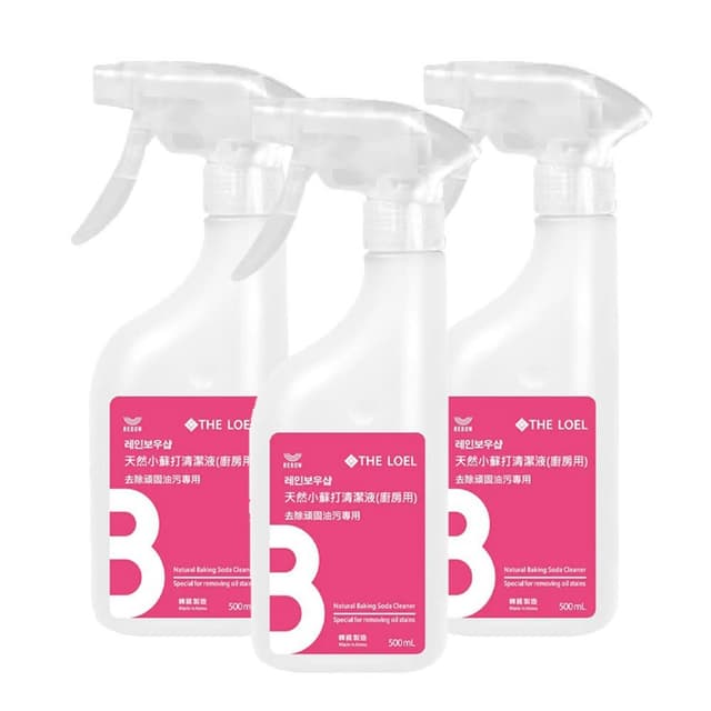 【THE LOEL】天然小蘇打清潔液500ml-3入組 (廚房專用;檸檬酸/去油除漬/廚具清潔)