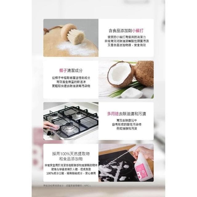 【THE LOEL】天然小蘇打清潔液500ml-3入組 (廚房專用;檸檬酸/去油除漬/廚具清潔)