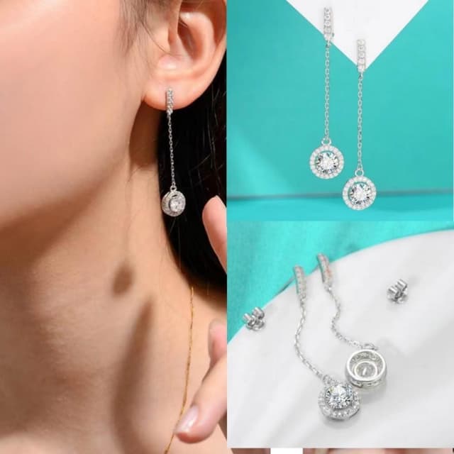 【米蘭精品】現貨+預購 頂級莫桑鑽石耳環925純銀女銀飾(優雅長款流蘇耳針女飾品74lr50)