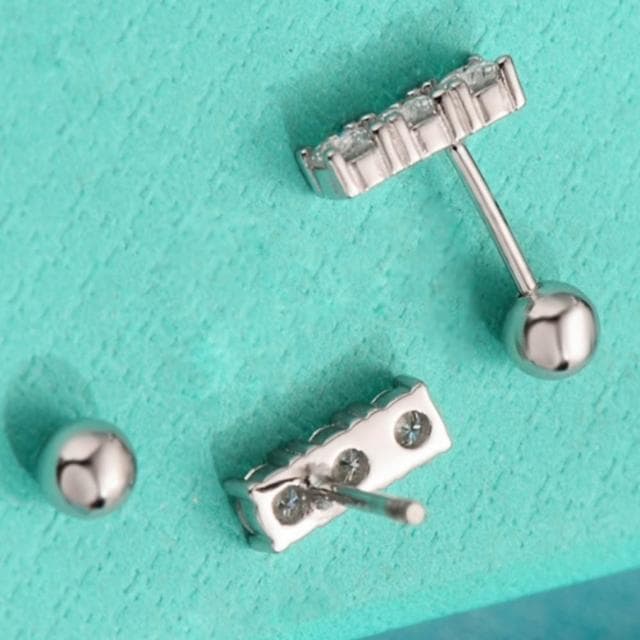 【米蘭精品】現貨+預購 頂級莫桑鑽石耳環925純銀女銀飾(迷你三鑽耳針女飾品74lr51)