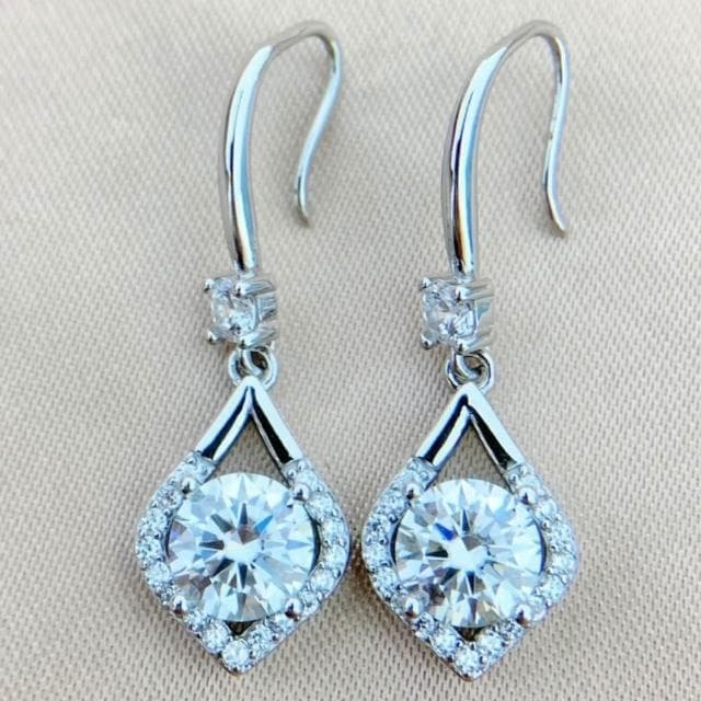 【米蘭精品】現貨+預購 頂級莫桑鑽石耳環925純銀女銀飾(鑽水滴耳環女飾品74lr71)