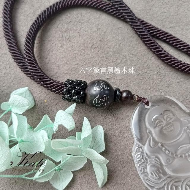 【KATE】銀飾 財神爺彌勒佛菩薩天然白水晶項鍊 笑面佛 佛公 六字箴言 淨化磁場 招財水晶 大肚佛 招財水晶 生日禮物 長輩禮物 