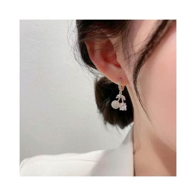 {遇見臻品}BG229不對稱櫻桃耳環顯臉瘦耳墜耳飾韓國時尚個性珍珠流行耳環耳飾耳墜仙氣森系超仙氣質長款復古石蝴蝶結耳環