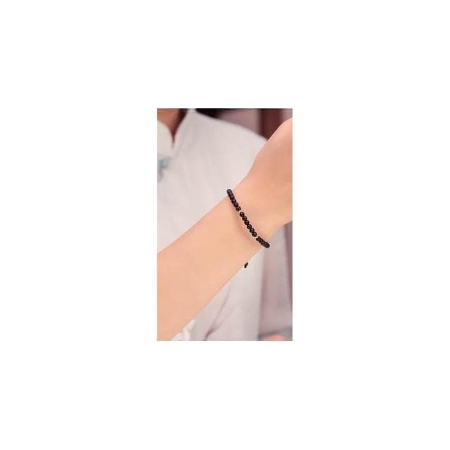 【開運堂】夜中星 4mm天然黑曜石黑瑪瑙手鍊手工編織手繩手工編繩情人節聖誕節禮物情侶 開運堂