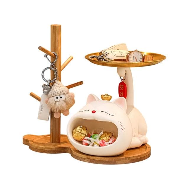 【匠俱】招財貓玄關鑰匙收納擺件 入戶客廳桌面置物架 家居裝飾 喬遷禮品（家居裝飾擺件）