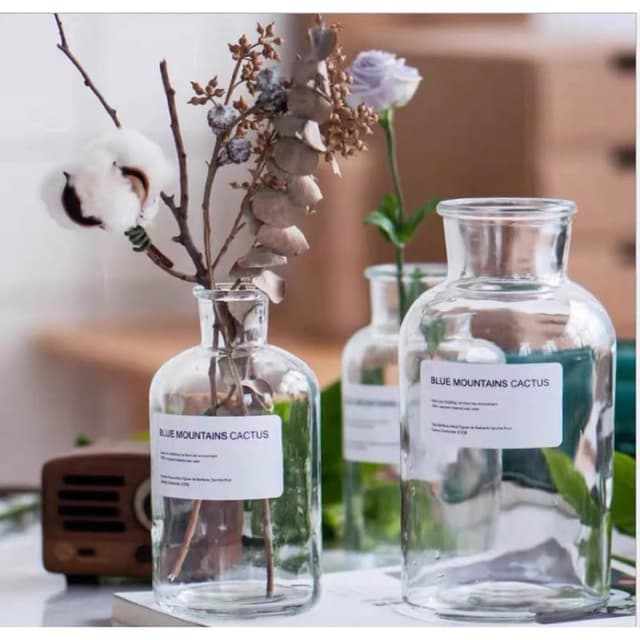 字母透明玻璃花瓶 簡約 復古 室內 客廳 裝飾品 乾燥花 花瓶 插花 水培 玻璃瓶 永生花 擴香瓶 空瓶 空罐