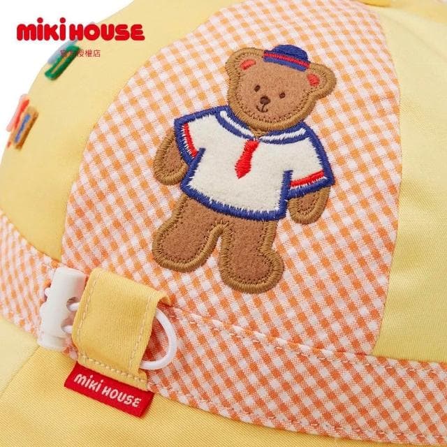 【MIKI HOUSE】官方直營-抗UV  MIKI HOUSE BEAR漁夫帽-橙/天藍 男女童裝