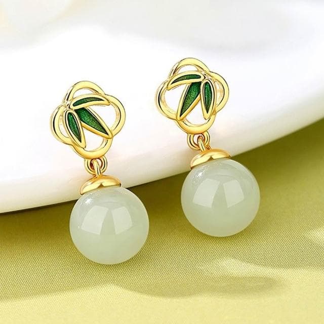 【MoonDy】飾品 耳環 女生耳環 垂墜耳環 和田玉 吊墜 純銀耳環 S925 