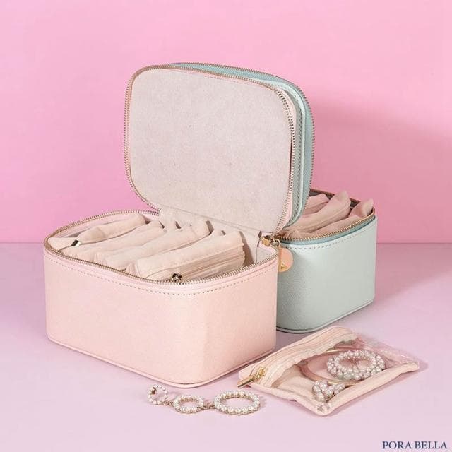 【Porabella】分裝袋收納盒 馬卡龍色飾品收納盒 飾品分類分裝袋｜單層拉鍊設計｜耳環戒指項鍊收納｜質感禮物首選