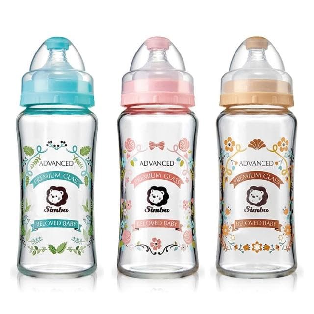【Simba 小獅王辛巴】蘿蔓晶鑽寬口玻璃大奶瓶270ml(多色可選)