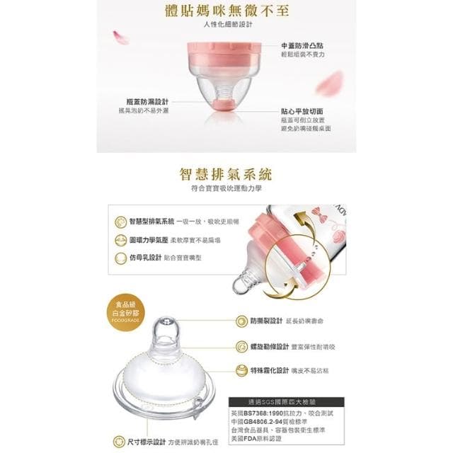 【Simba 小獅王辛巴】蘿蔓晶鑽寬口玻璃小奶瓶(180ml)(多色可選)