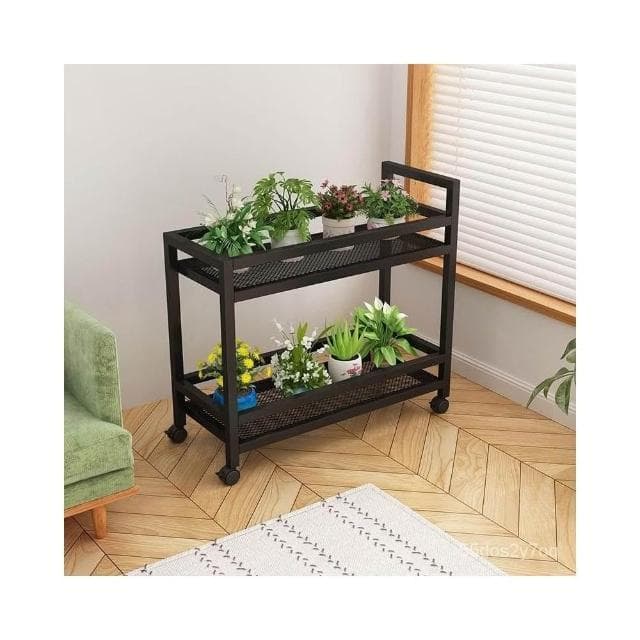 陽臺花架 移動小推車多肉置物架 多層落地式客廳防水鐵藝花盆架室內 花架盆栽架 多肉植物架 陽臺花架 花盆架