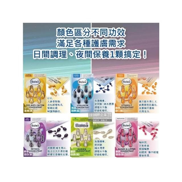 【Balea 芭樂雅】德國DM(Denkmit)-肌膚鎖水潤澤精華油膠囊-眼唇護理7顆/粉片(Balea芭樂雅保養睡前妝前緊緻滋潤安瓶全