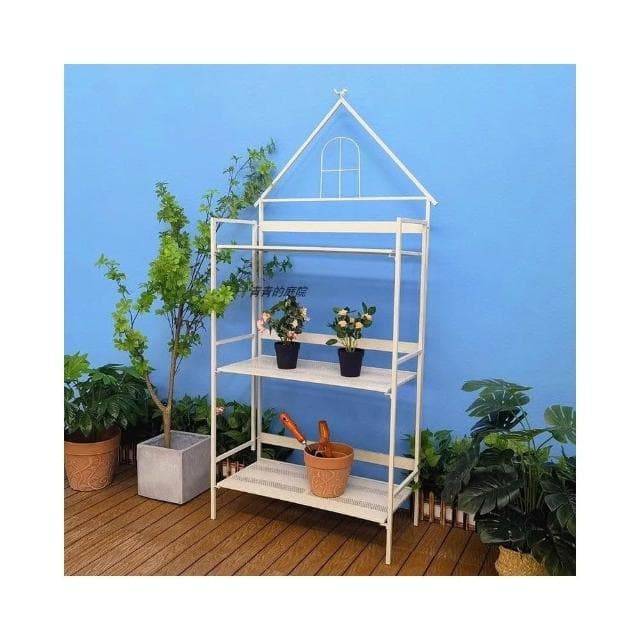 #歐式鐵藝做舊花架戶外花園落地式多層擺放架子陽臺盆栽植物四層架
