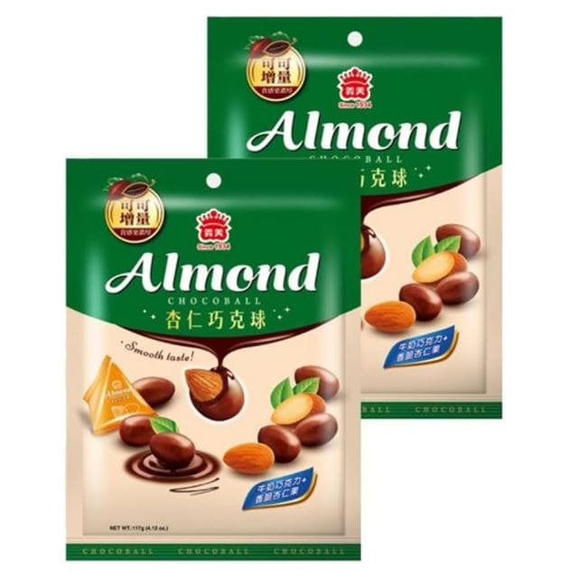 【義美】杏仁牛奶巧克球 117g/袋X2袋 三角獨立包裝設計
